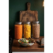 Porsima 4401 Bormio Metal Kapaklı 4lü Cam Kavanoz Seti Vakum Kapaklı Saklama Düzenleme Kabı Seti 1400ML