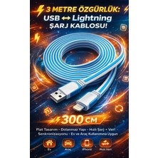 FaroxTech USB Konnektörlü 3mt Premium Dayanıklı Lightning Data ve Şarj Kablosu