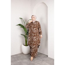 SFG Life Moda Kadın Tesettür Gömlek Yaka Karışık Çizgili Viskon Tunik-Pantolon Takım