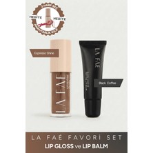 LA FAE BEAUTE Dudak Bakım Seti Dudak Parlatıcısı+Nemlendirici Peptit SPF20 Lip Balm Espresso Shine+Black Coffee