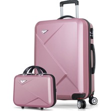 My Valice Diamond Abs 2'li Valiz Seti Makyaj + Orta Boy Rose Gold