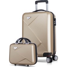 My Valice Diamond Abs 2'li Valiz Seti Makyaj + Kabin Boy Gold