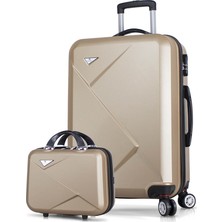 My Valice Diamond Abs 2'li Valiz Seti Makyaj + Orta Boy Gold