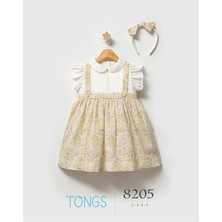 Tongs Baby Kız Çocuk Taç Tokalı Çiçekli Elbise Yeşil 8205