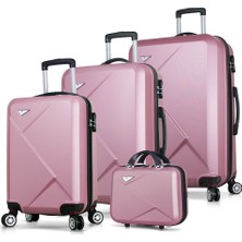 My Valice Diamond Abs 4'lü Travel Valiz Seti Rose Gold