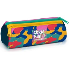 Coral High Kids Renkli Kamuflaj Desenli Üç Bölmeli Kalem Çantası 31032