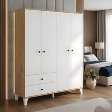 Misterium Mira 4 Kapaklı 2 Çekmeceli Gardırop Çocuk & Genç Odası Dolabı – Safir Meşe