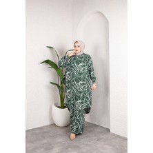 SFG Life Moda Kadın Tesettür Gömlek Yaka Karışık Çizgili Viskon Tunik-Pantolon Takım