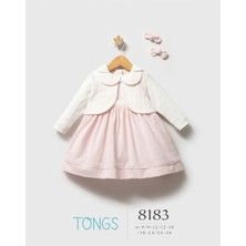 Tongs Baby Kız Bebek Saç Tokalı Kolsuz Elbise Bolero Takım Pudra 8183