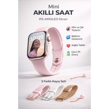 Mo Dou KT10 Mini Akıllı Saat IPS Amoled Ekran Bluetooth Bağlantılı Sağlık Takipli Kadın Modelli 3 Kayışlı