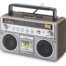 Esranın Dünyası Bluetooth Nostaljik Fm Radyo USB Tf Aux Taşınabilir Hoparlör - Gri FX2508B RSPRP34-ESRDNS