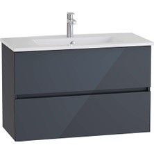 Vitra Mia Plus Square Çift Çekmeceli Lavabo Dolabı, 100 Cm, Parlak Antrasit 69753