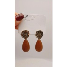 Tılsım Accesories Akrilik Küpe Kahverengi-Gold