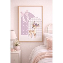 (Çerçevesiz) Lila Geyik Tekli Çocuk Odası Poster