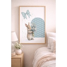 (Çerçevesiz) Yeşil Tavşan Tekli Çocuk Odası Poster