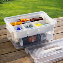 Porsima 1311-2 5 Bölmeli Kahvaltılık Çok Amaçlı Organizer Kapaklı Saklama Kabı Kapaklı Kahvaltılık Seti Beyaz 9lt