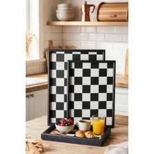 Porsima Ahşap Tepsi 3lü Set Çay Kahve Bambu Sunumu Tepsi Seti