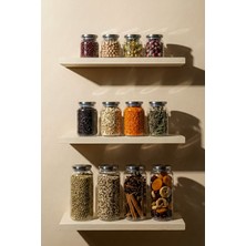 Porsima Bormio Metal Kapaklı 12 Cam Kavanoz Seti Vakum Kapaklı Saklama Düzenleme Kabı Seti 650-900-1400ML