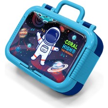 Coral High Kids Saks Mavi Astronot Dinozor Desenli Paslanmaz Çelik Beslenme Kabı 39240