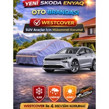 WestCover Yeni Skoda Enyaq Suv  Uyumlu (Turuncu Dikişli-Ref) Oto Brandası,araba Çadırı