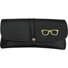 Optic Plus Suni Deri Lastikli Kapaklı Gözlük Kılıfı / Gözlük Kutusu Siyah