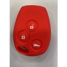 Kırmızı 3 Buton Renault Anahtar Silikon Kılıfı