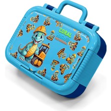 Coral High Kids Mavi Turuncu Dinozor Desenli  Paslanmaz Çelik Beslenme Kabı 39292