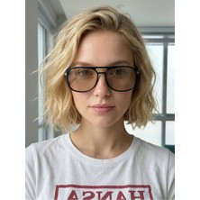 Funeyes Harvey Siyah Unisex Çift Köprülü Aksesuarlı Güneş Gözlüğü Erkek Kadın Gözlük