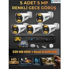 Vartek Bilişim 5 Kameralı Güvenlik Kamerası Seti, 320GB HDD Gece Renkli Full Hd -Uzaktan Izleme Tak Çalıştır Sistem