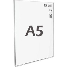Arte Display Duvar Tipi Dikey A5 U Pleksi Şeffaf Föylük Broşürlük Fiyatlık 50LI Paket