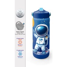 Coral High Lacivert Astronot Desenli Katlanır Ağızlıklı Çelik Termos 650 ml 38334