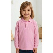 Şen Bebe Pembe Polo Yaka Çocuk Uzukol Tişört