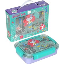 Dream Vest Bento 710ML Lunchbox Sevimli Dostlar Tek Katlı 3 Bölmeli Paslanmaz Çelik Sefer Tası Yemek Kutusu