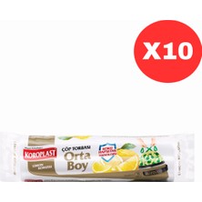 Koroplast Ekstra Güçlü Koku Hapseden Limon Kokulu, Büzgülü Orta Boy Çöp Torbası 15'li X10