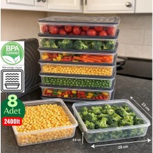 Hess 8 Adet Erzak Saklama Kabı Seti 2.4lt Buzdolabı Düzenleyici Organizer