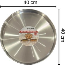 Airobazar Paslanmaz Çelik 40 cm Yuvarlak Fırın Tepsisi, Baklava, Börek ve Tatlılar İçin Dayanıklı Tepsi