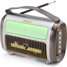 Bluetooth Nostaljik Fm Radyo USB Tf Aux Rgb Taşınabilir Hoparlör - Kahverengi FX2512B