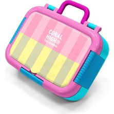 Coral High Kids Pembe Sarı Çizgi Desenli Paslanmaz Çelik Beslenme Kabı 39123