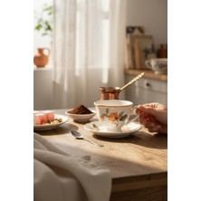 Akayev Ofelya 6lı Porselen Kahve Fincan Seti Turuncu