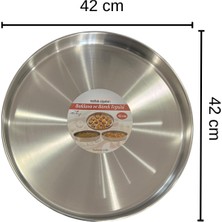 Airobazar Paslanmaz Çelik 42 cm Yuvarlak Fırın Tepsisi, Baklava, Börek ve Tatlılar İçin Dayanıklı Tepsi