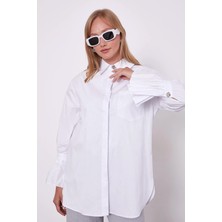 Lale Butik Kolu Pilise Detay Gömlek 230143 Beyaz