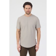 Danger Erkek Pirinç Dokulu Örme Basic Tshirt Gri