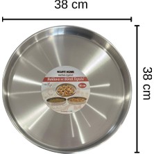 Airobazar Paslanmaz Çelik 38 cm Yuvarlak Fırın Tepsisi, Baklava, Börek ve Tatlılar İçin Dayanıklı Tepsi