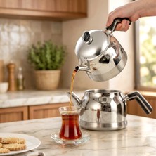 Nehir Lamia Maxi Büyük Boy Paslanmaz Çelik 1.25-2.10 Lt. Çaydanlık Takımı