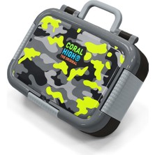 Coral High Kids Siyah Gri Kamuflaj Desenli Paslanmaz Çelik Beslenme Kabı 39215