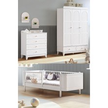 Setay Tetri Çocuk Odası, Tetri 3 Kapaklı Dolap, Şifonyer, Perla Karyola, - Beyaz