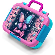 Coral High Kids Pastel Renkli Kelebek Desenli Paslanmaz Çelik Beslenme Kabı 39149