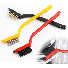 Mezigarc Tel Fırça Seti 3'lü Naylon Pirinç Çelik Yüzey Temizlik Yağ Sökücü Küçük Mekanik Alanlar Için