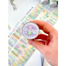 Kağıt Gemi Pastel Renkli Nokta Çizgi Şerit 2m 504 Adet Tek Tek Çıkartmalı Sticker Washi Bant/etiket/çıkartma