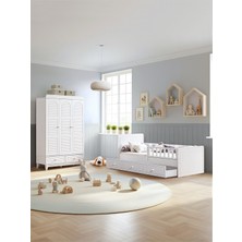 Setay Tetri Çocuk Odası, Tetri 3 Kapaklı Dolap, Lena Yavrulu Karyola - Beyaz